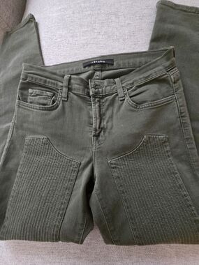 J Brand Olive Green Slim-Straight Jeans with Quilted Knee Panels